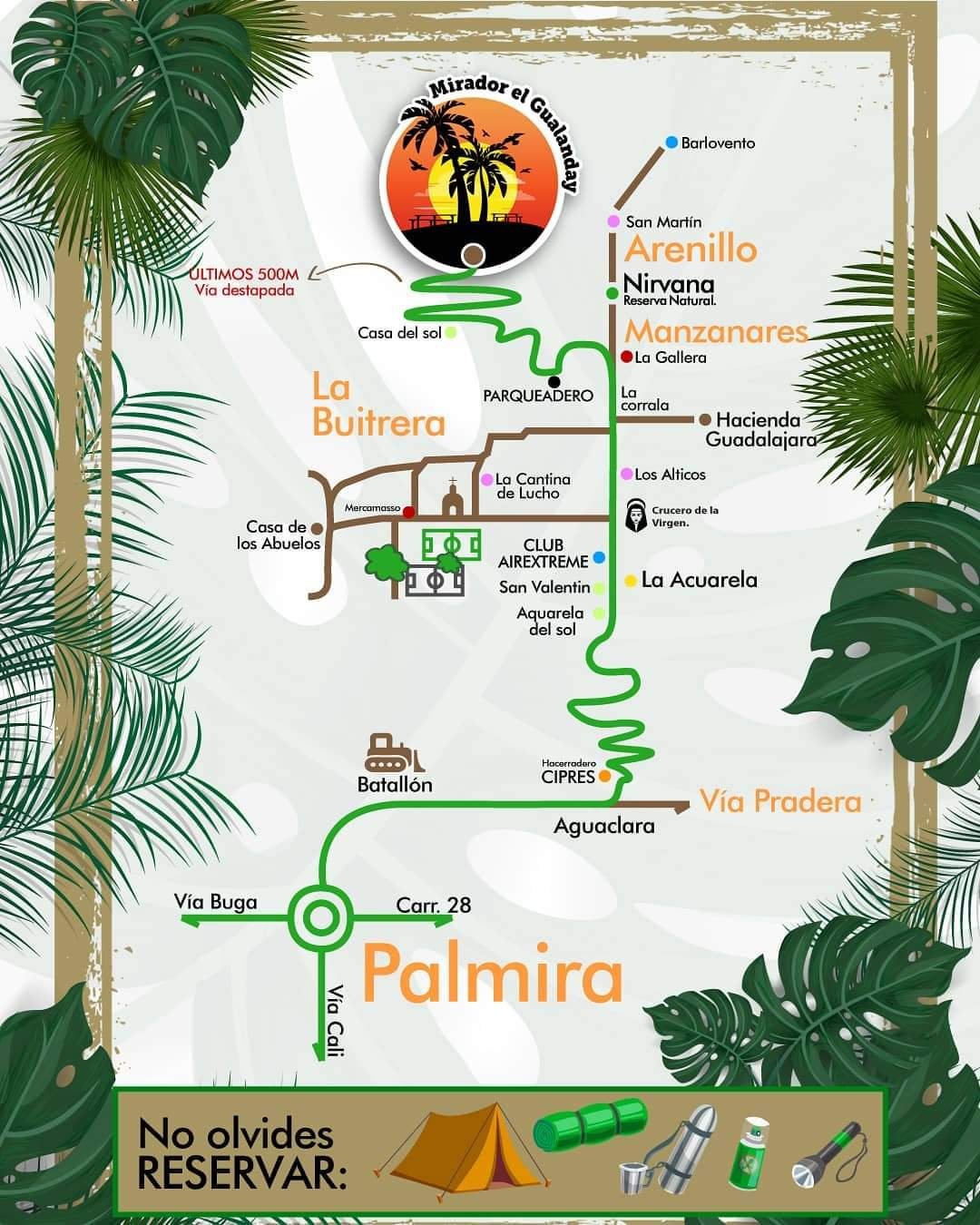 Mapa para llegar a Mirador El Gualanday